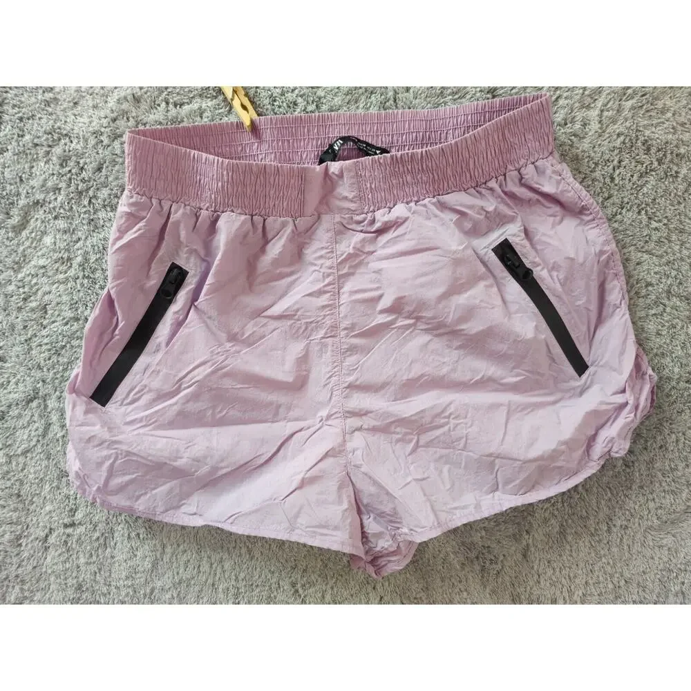 Zara Athletic Shorts Womens Lavender Lilac Elastic Waist Drawstring 2